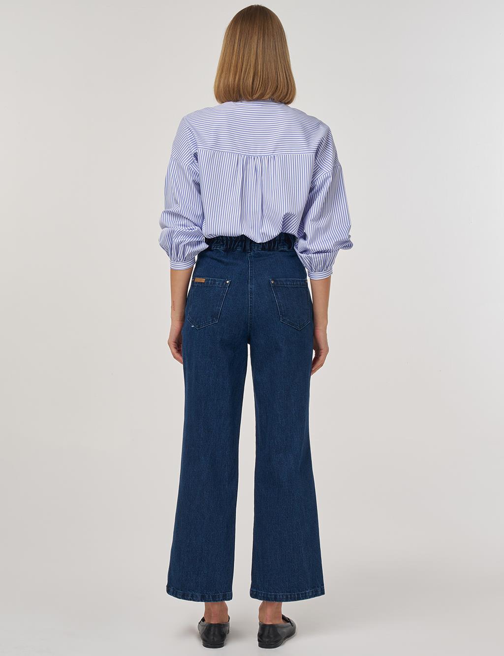 Straight Denim Pantolon Lacivert 