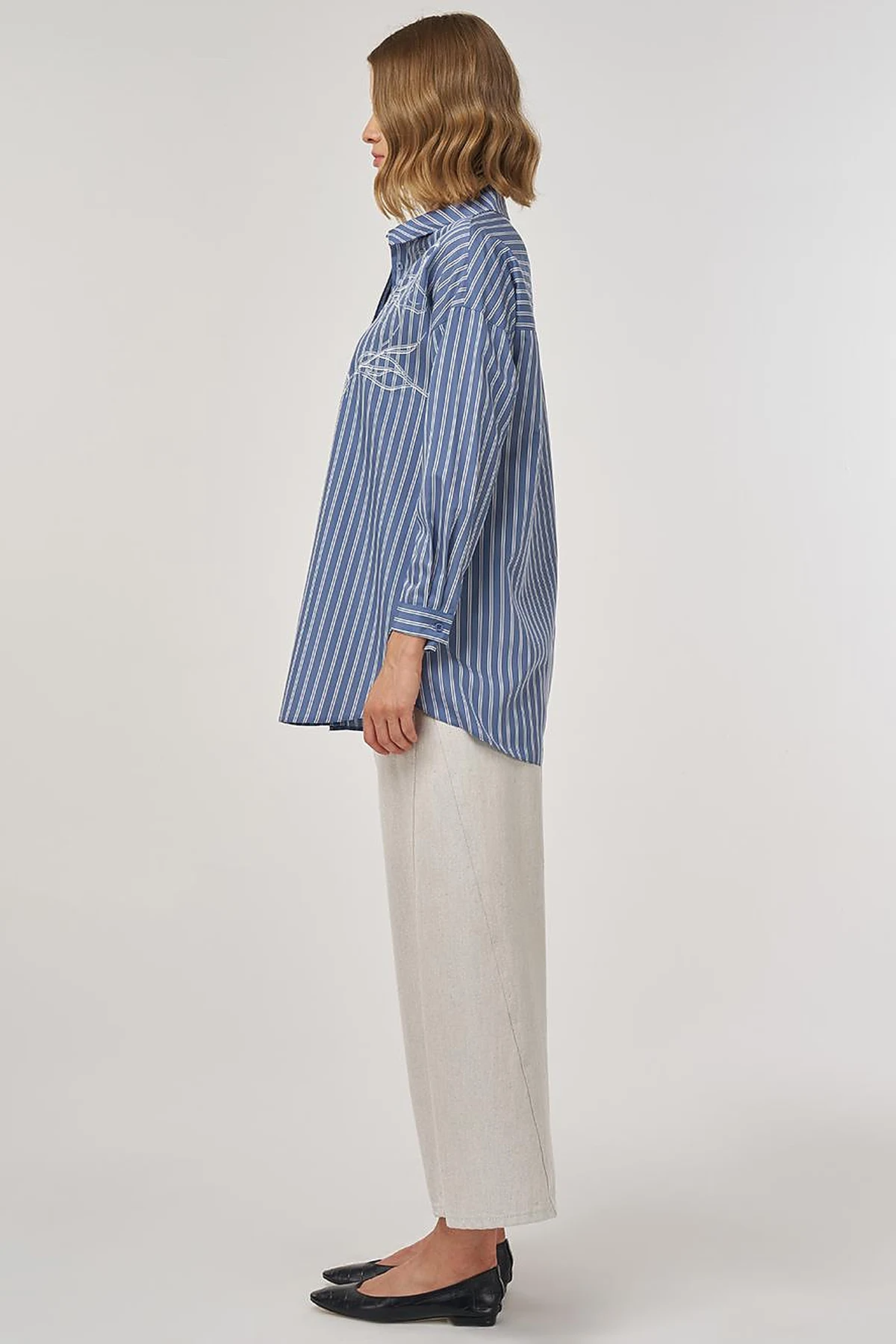 Striped Viscose Tunic Indigo