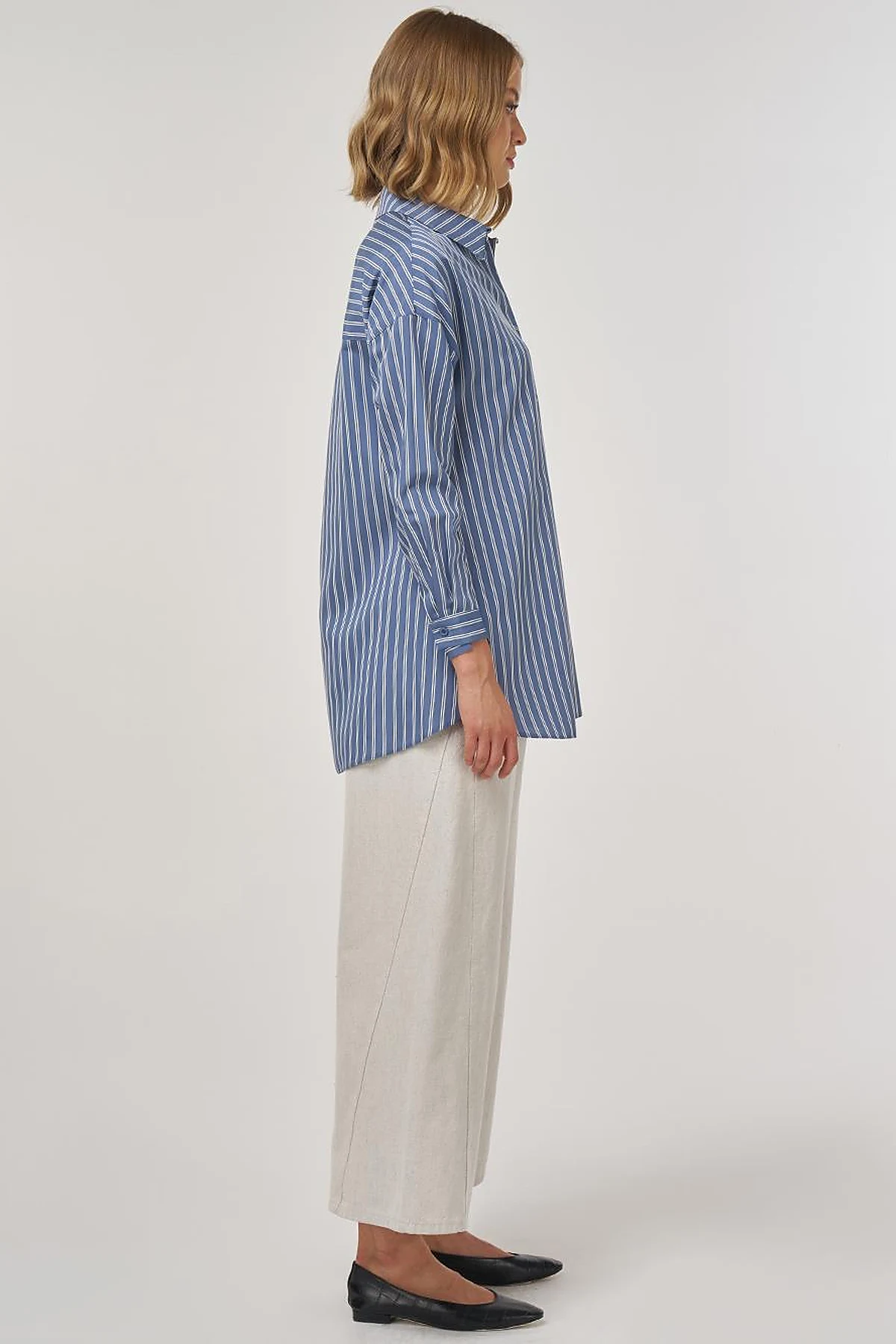 Striped Viscose Tunic Indigo