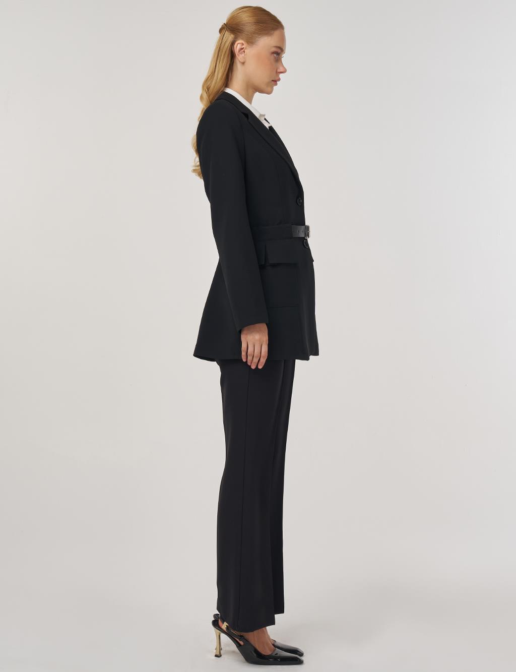 Belt Detailed Blazer in Black