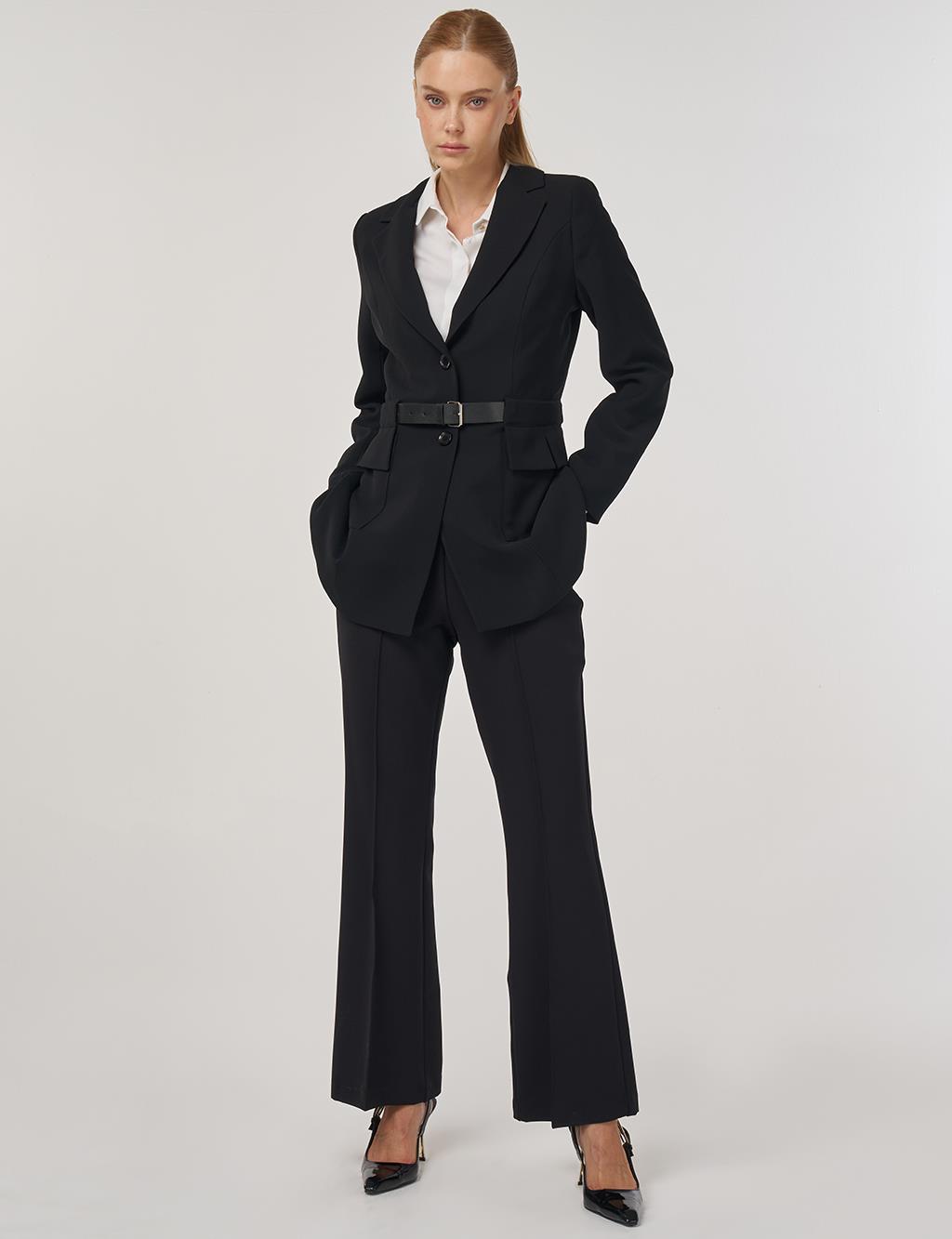 Belt Detailed Blazer in Black