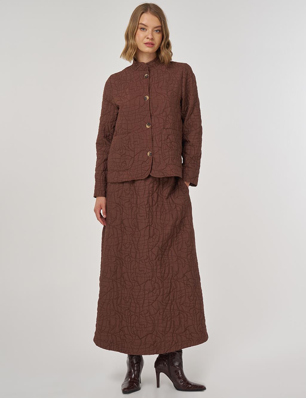 Embossed Pattern Two-Piece Set Brown 