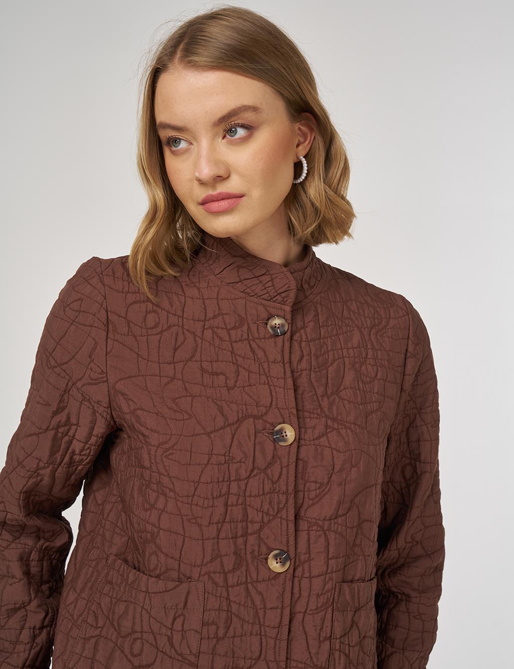Embossed Pattern Two-Piece Set Brown 