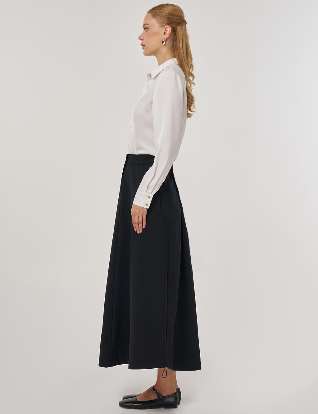 Yüksek Bel Çan Etek Siyah 