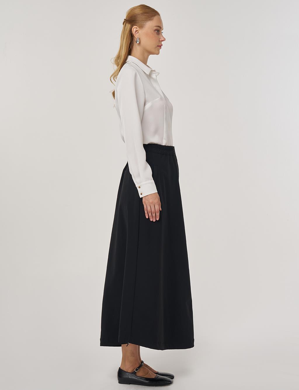 Yüksek Bel Çan Etek Siyah 