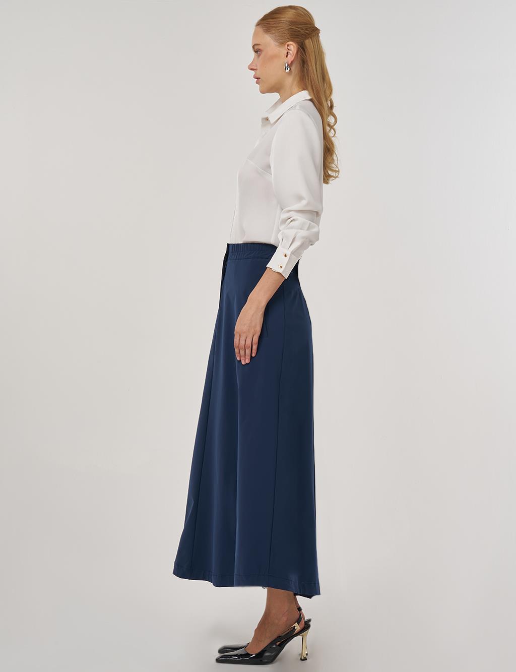 Yüksek Bel Çan Etek Koyu Lacivert 