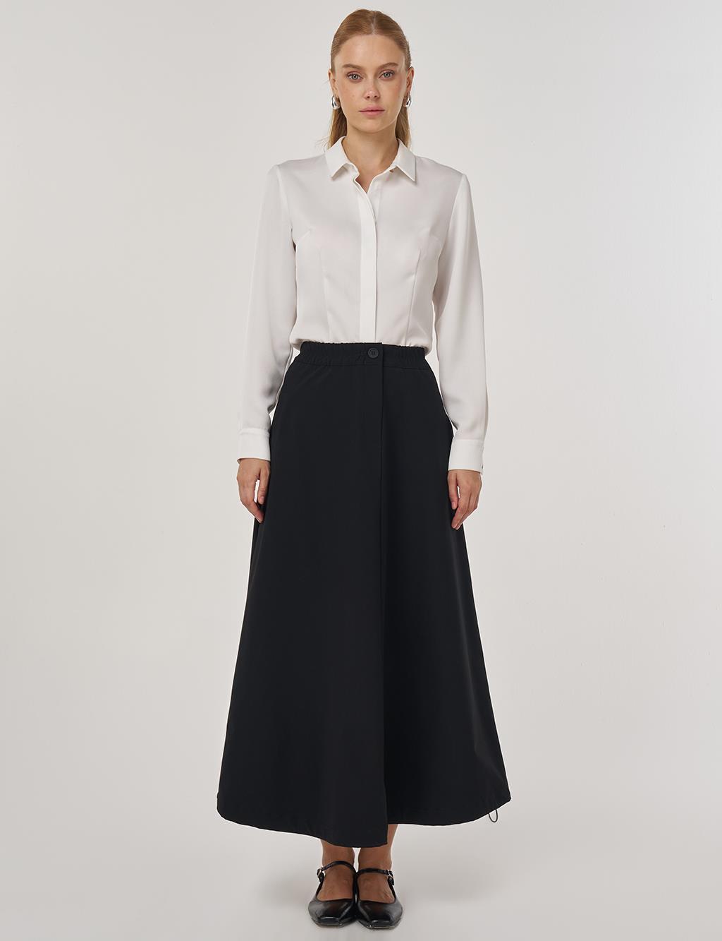 Yüksek Bel Çan Etek Siyah 