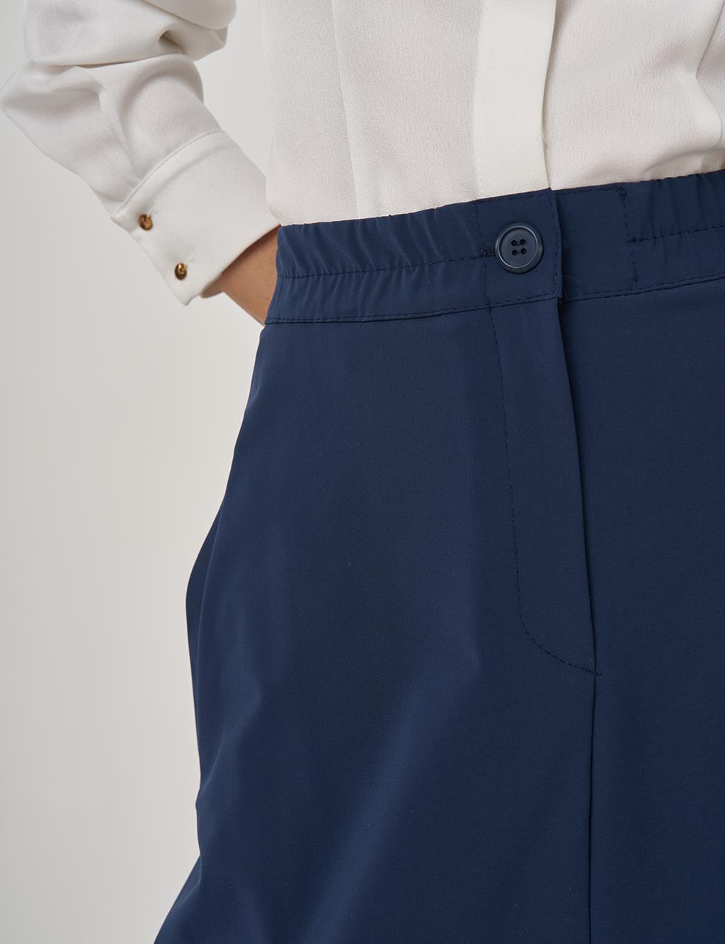 Yüksek Bel Çan Etek Koyu Lacivert 