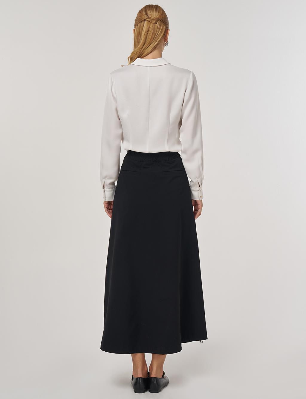 Yüksek Bel Çan Etek Siyah 