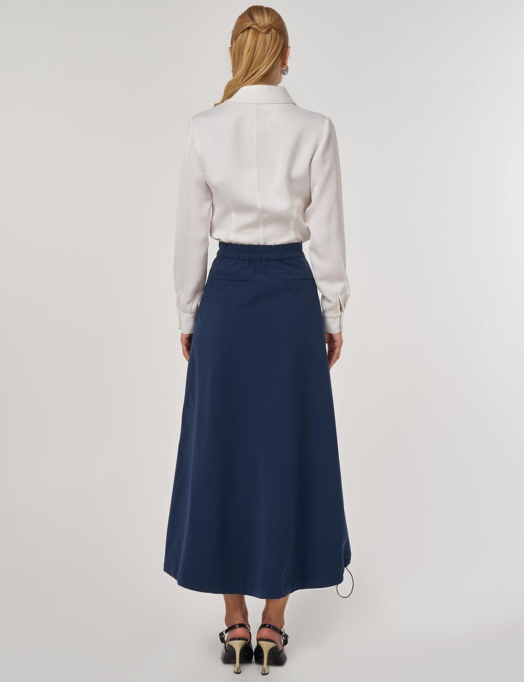 Yüksek Bel Çan Etek Koyu Lacivert 