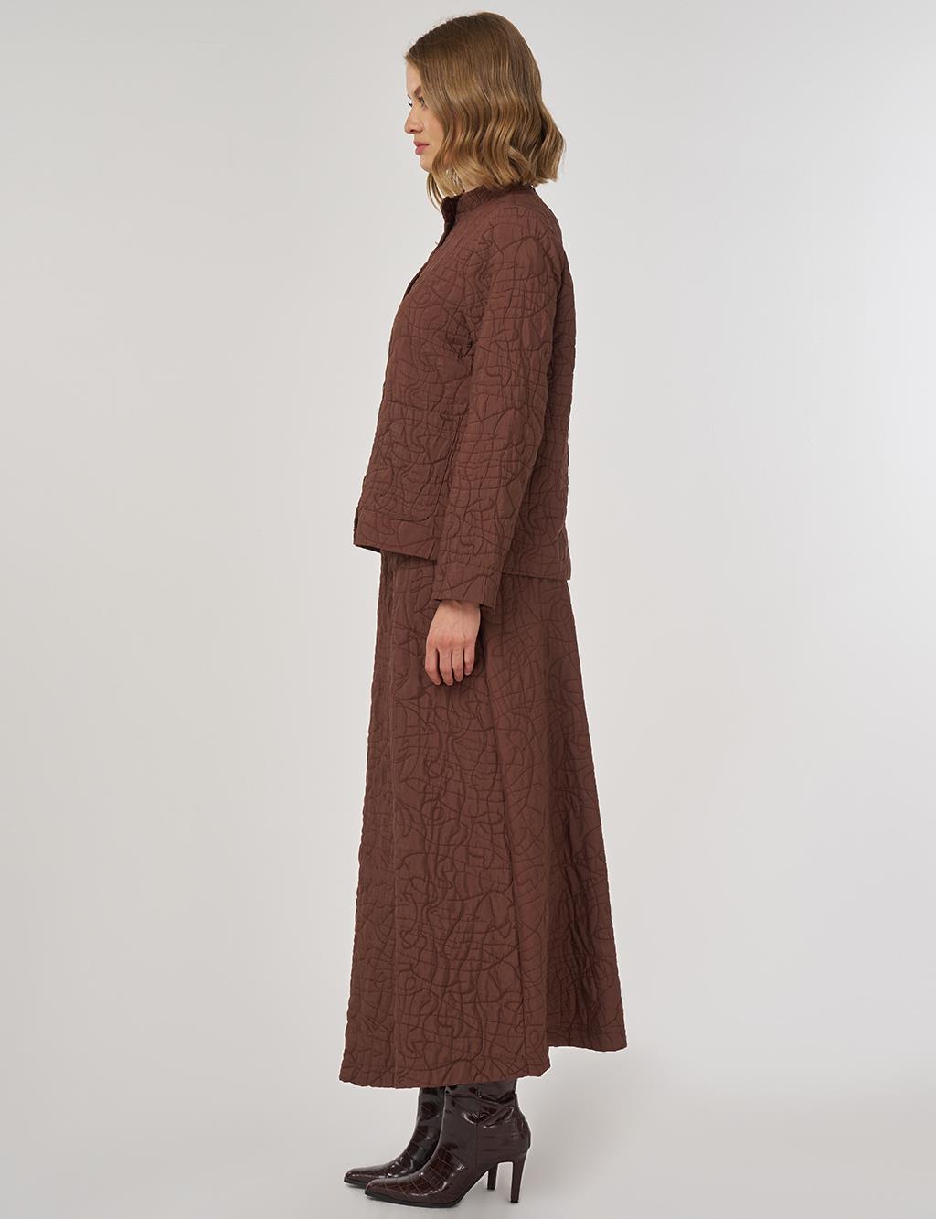 Embossed Pattern Two-Piece Set Brown 