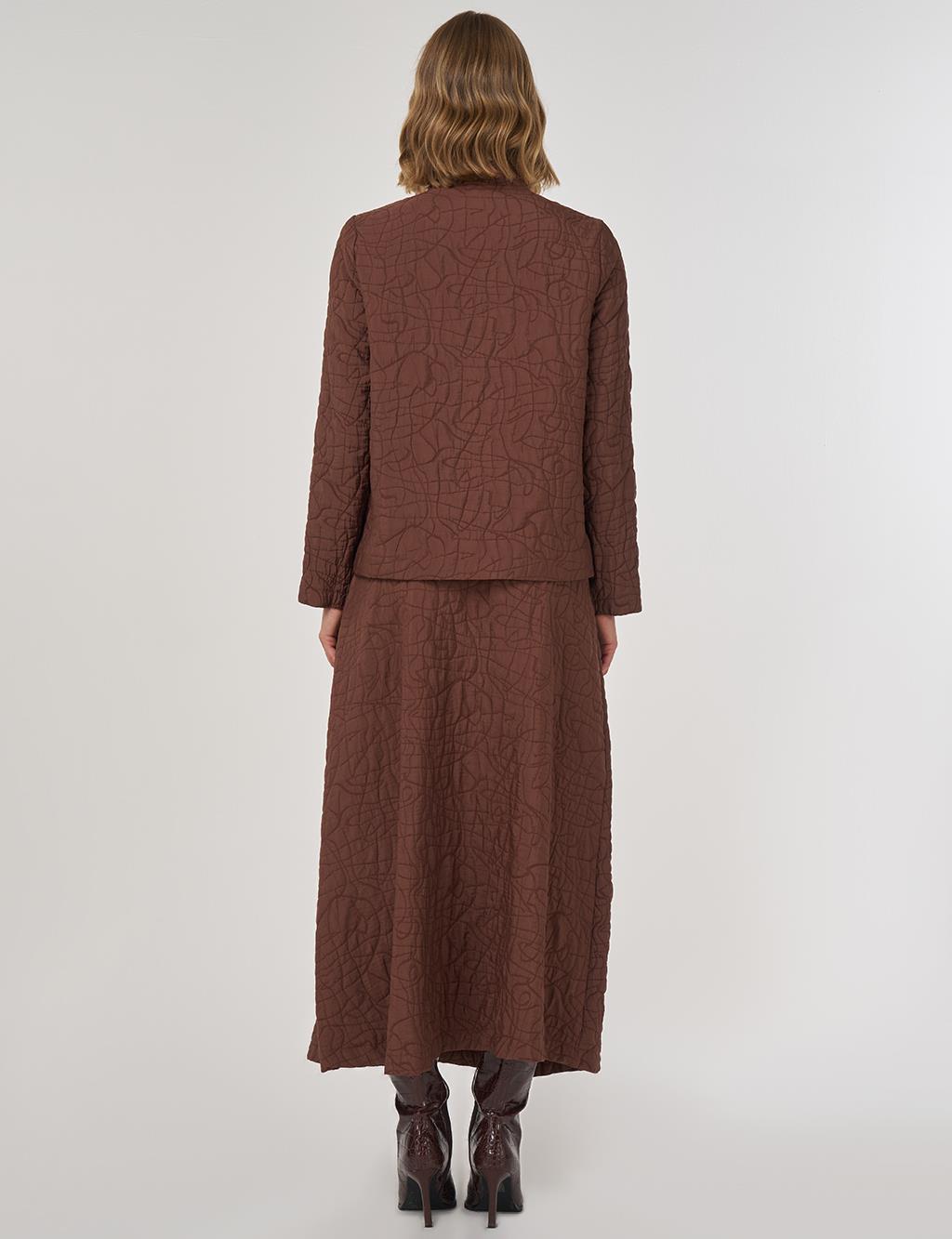 Embossed Pattern Two-Piece Set Brown 