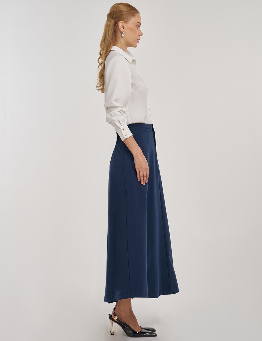 Yüksek Bel Çan Etek Koyu Lacivert 