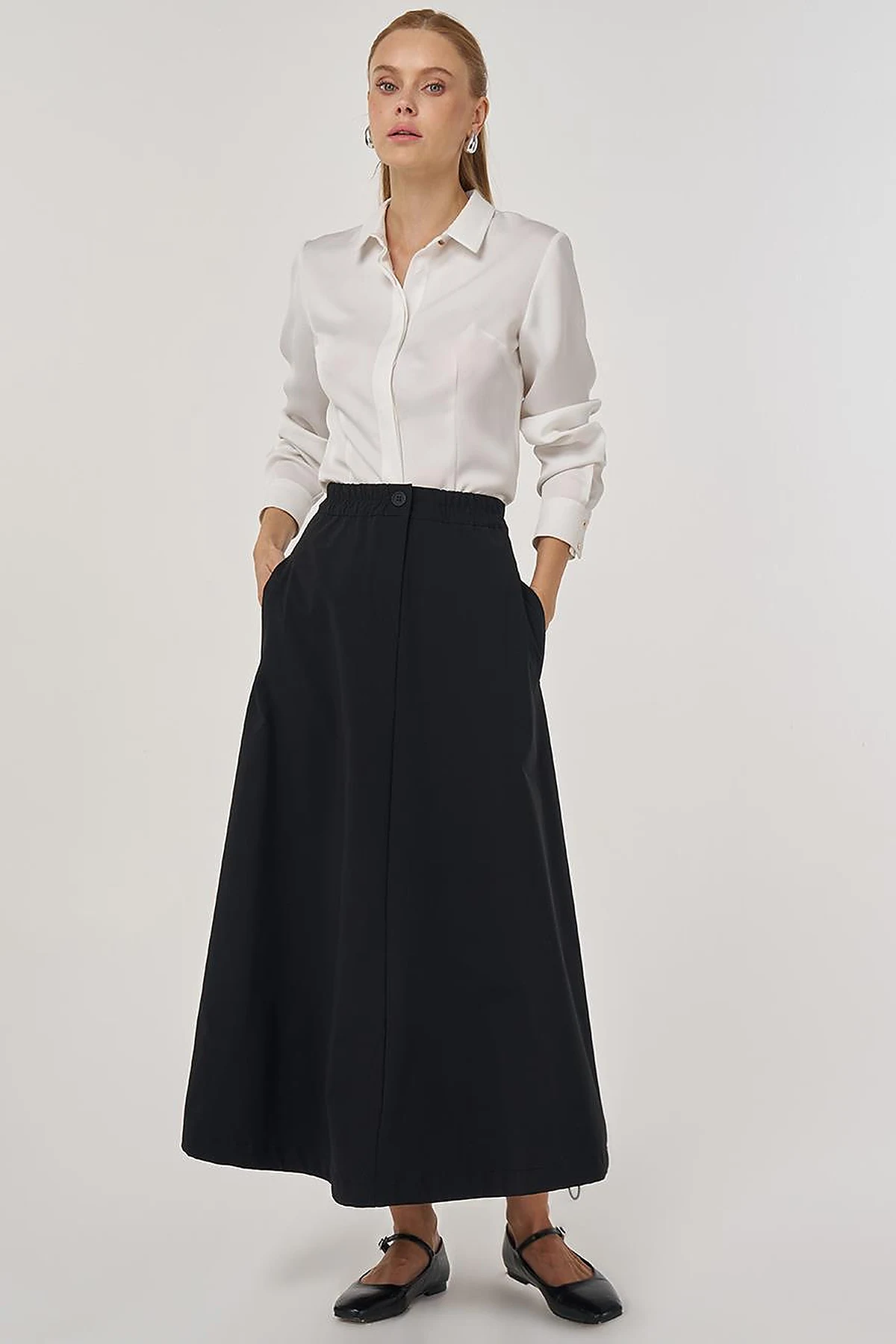 High Waist Flared Skirt Black