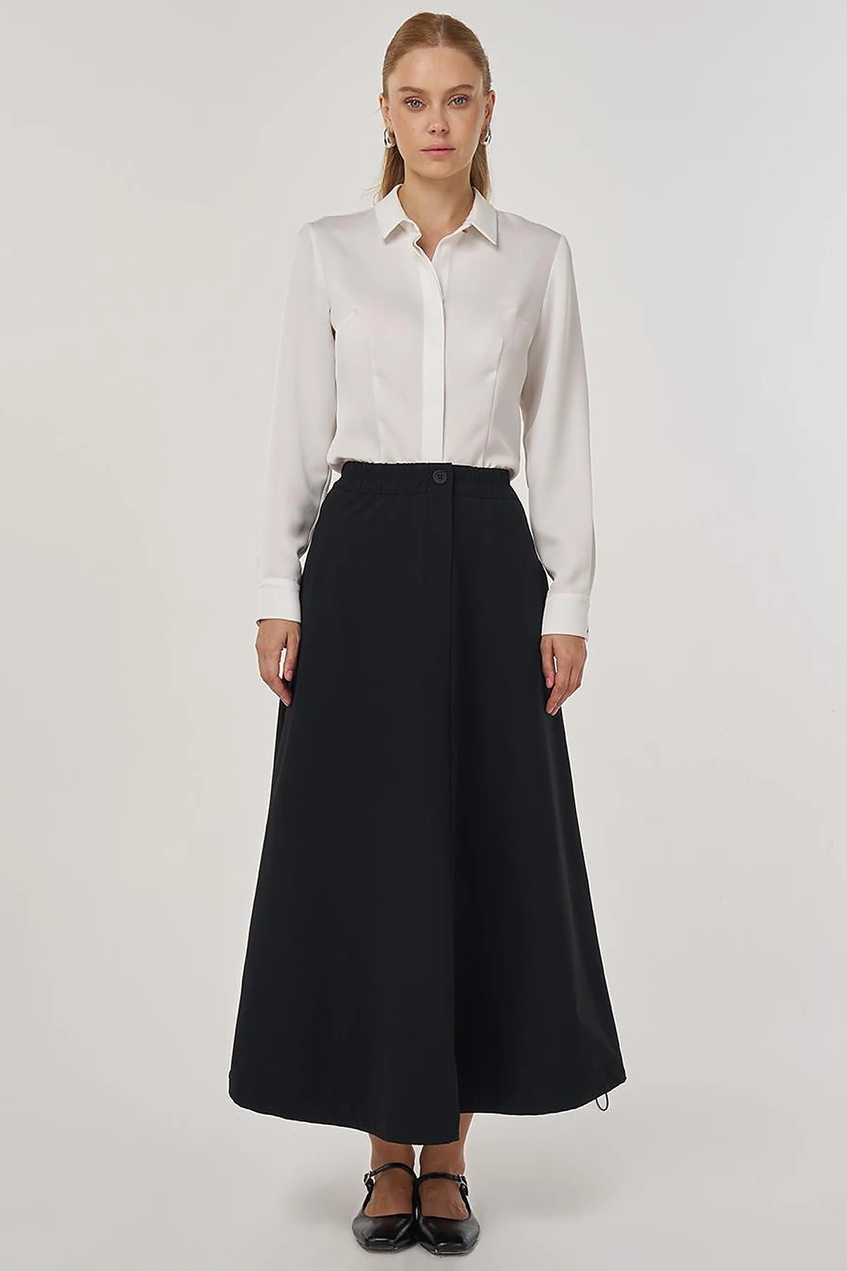 High Waist Flared Skirt Black