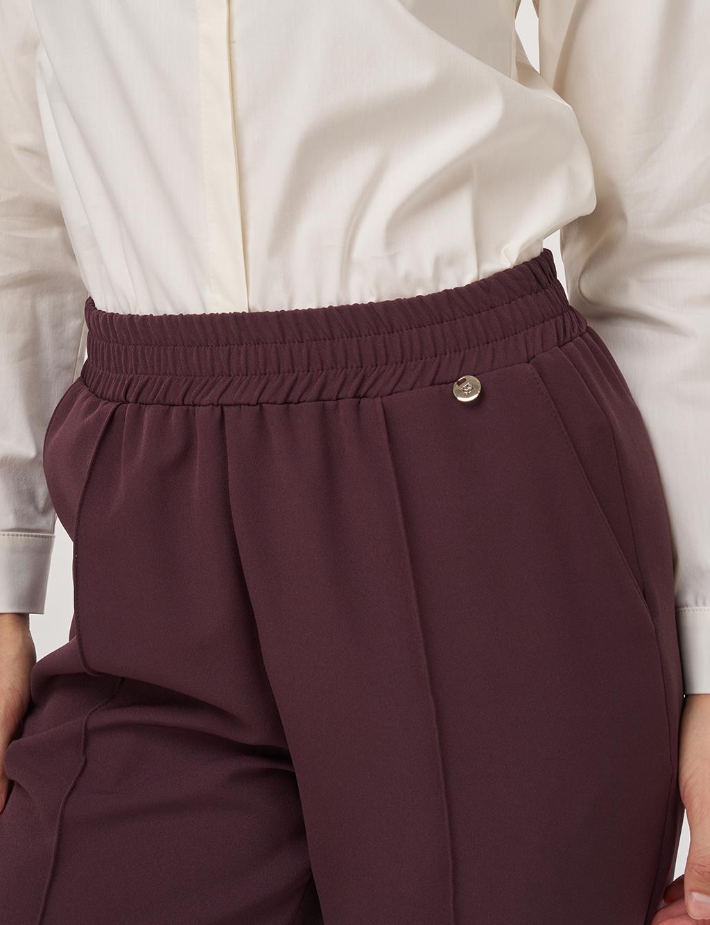 Cep Detaylı Klasik Pantolon Koyu Bordo