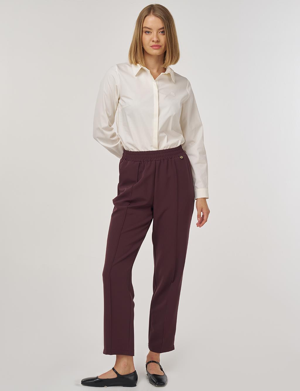 Cep Detaylı Klasik Pantolon Koyu Bordo