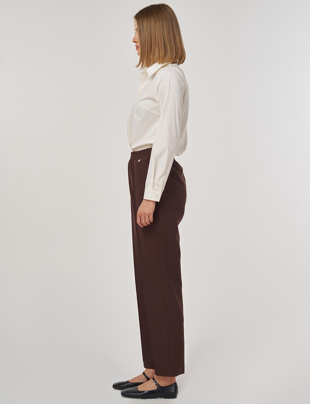 Cep Detaylı Klasik Pantolon Koyu Kahve 