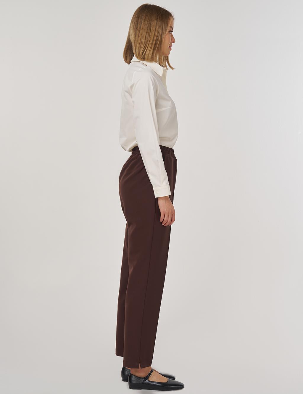 Cep Detaylı Klasik Pantolon Koyu Kahve 