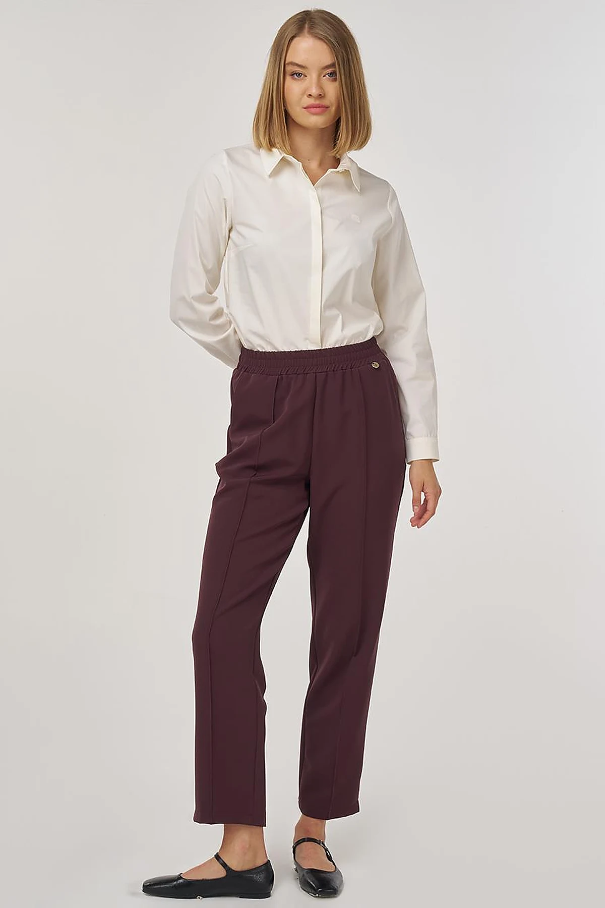 Pocket-Detail Classic Trousers Dark Burgundy