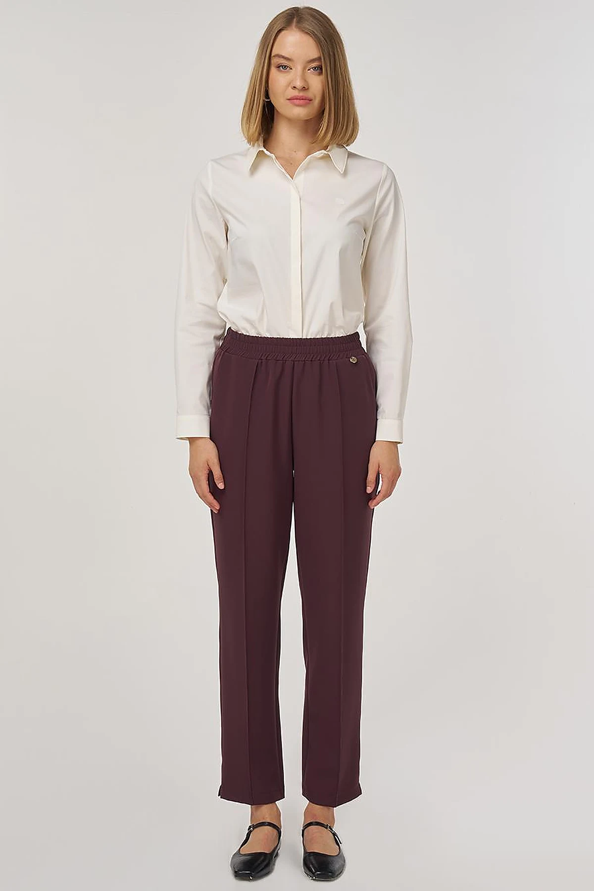 Pocket-Detail Classic Trousers Dark Burgundy