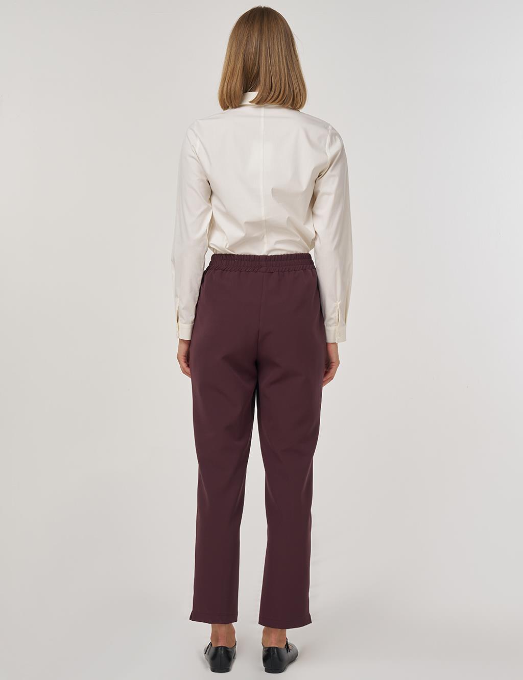 Cep Detaylı Klasik Pantolon Koyu Bordo