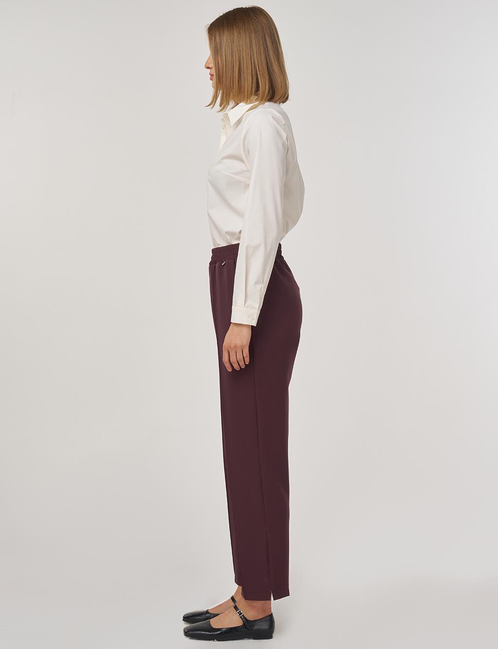 Cep Detaylı Klasik Pantolon Koyu Bordo