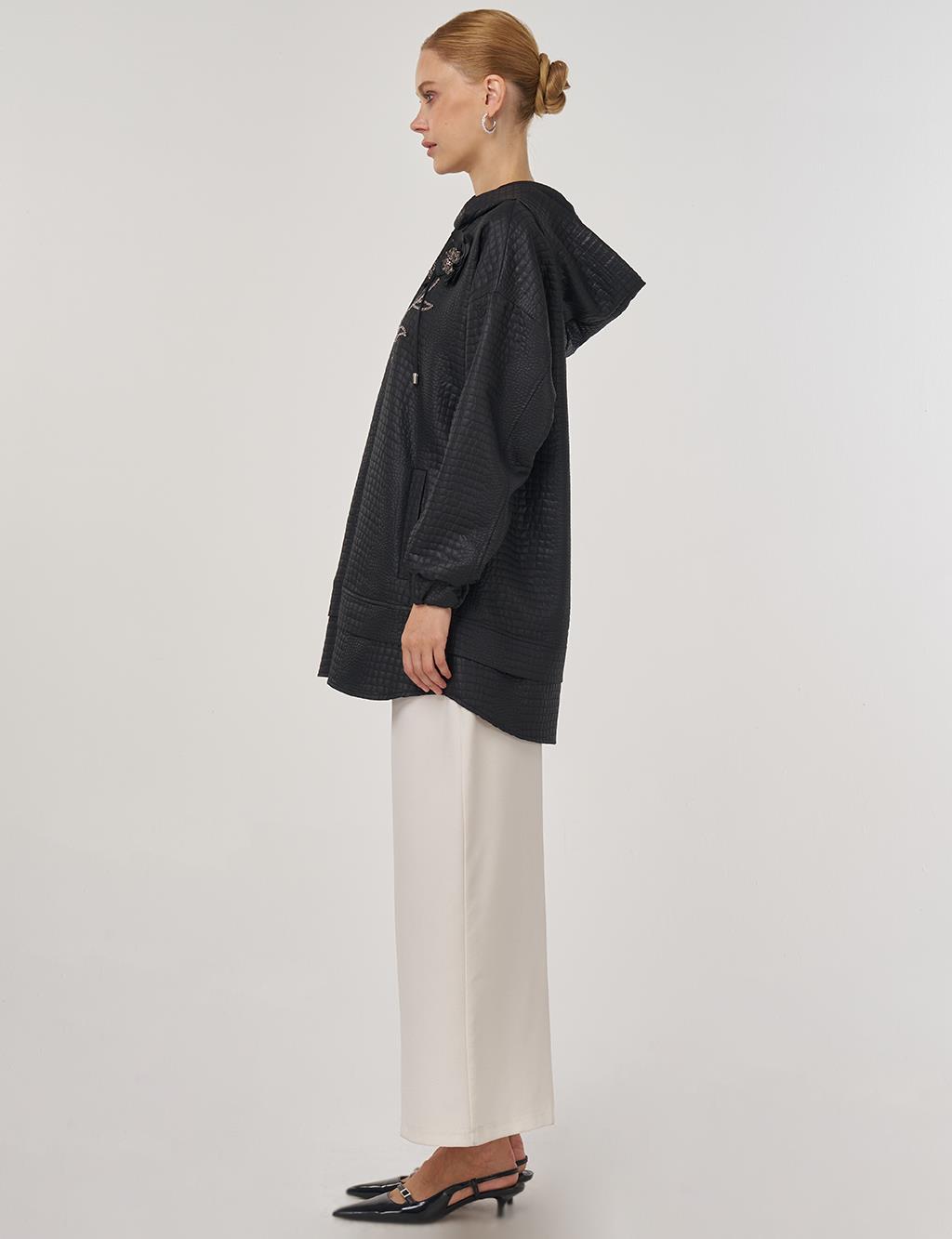 İşlemeli Sweatshirt Siyah 