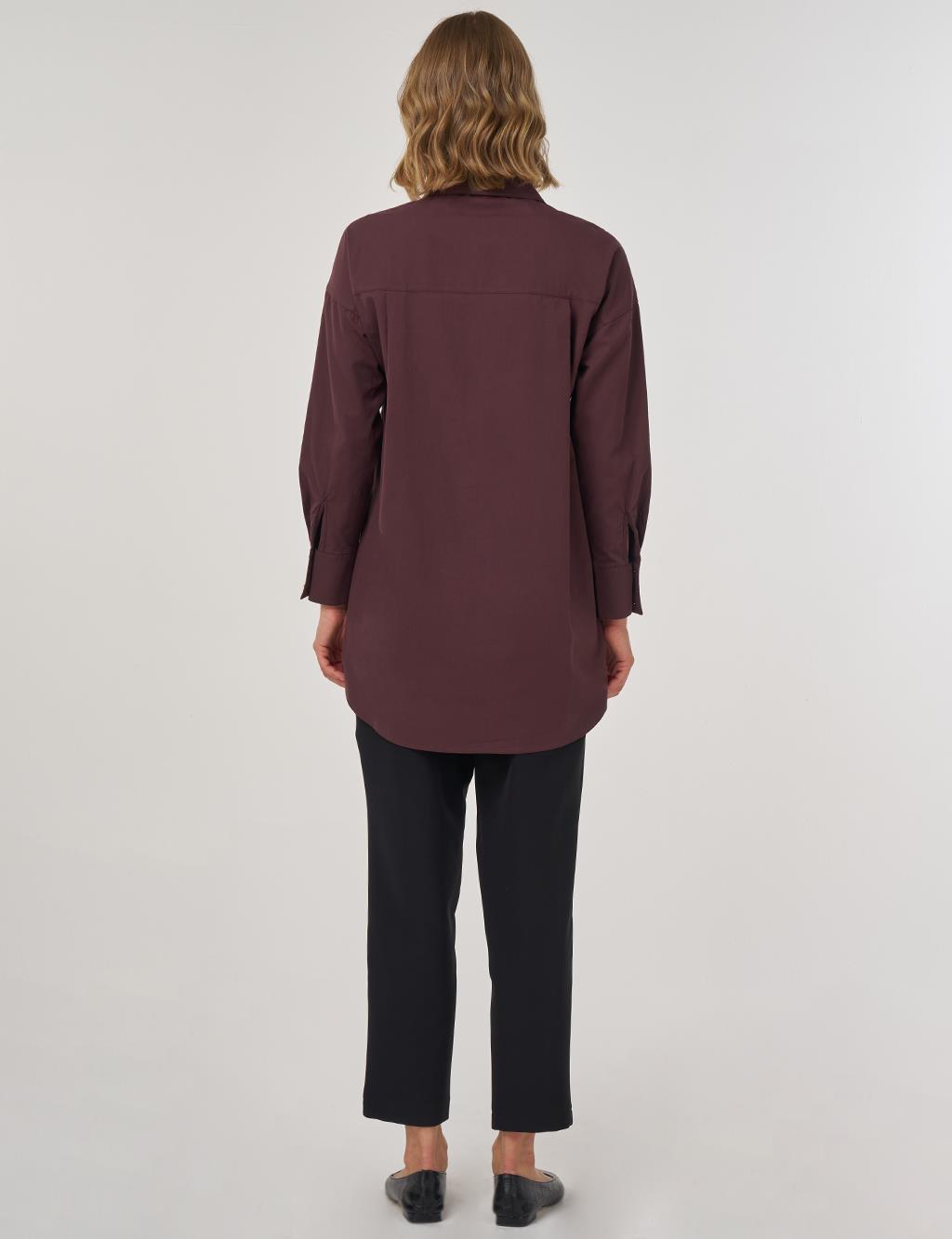 %100 Pamuklu Tunik Koyu Bordo