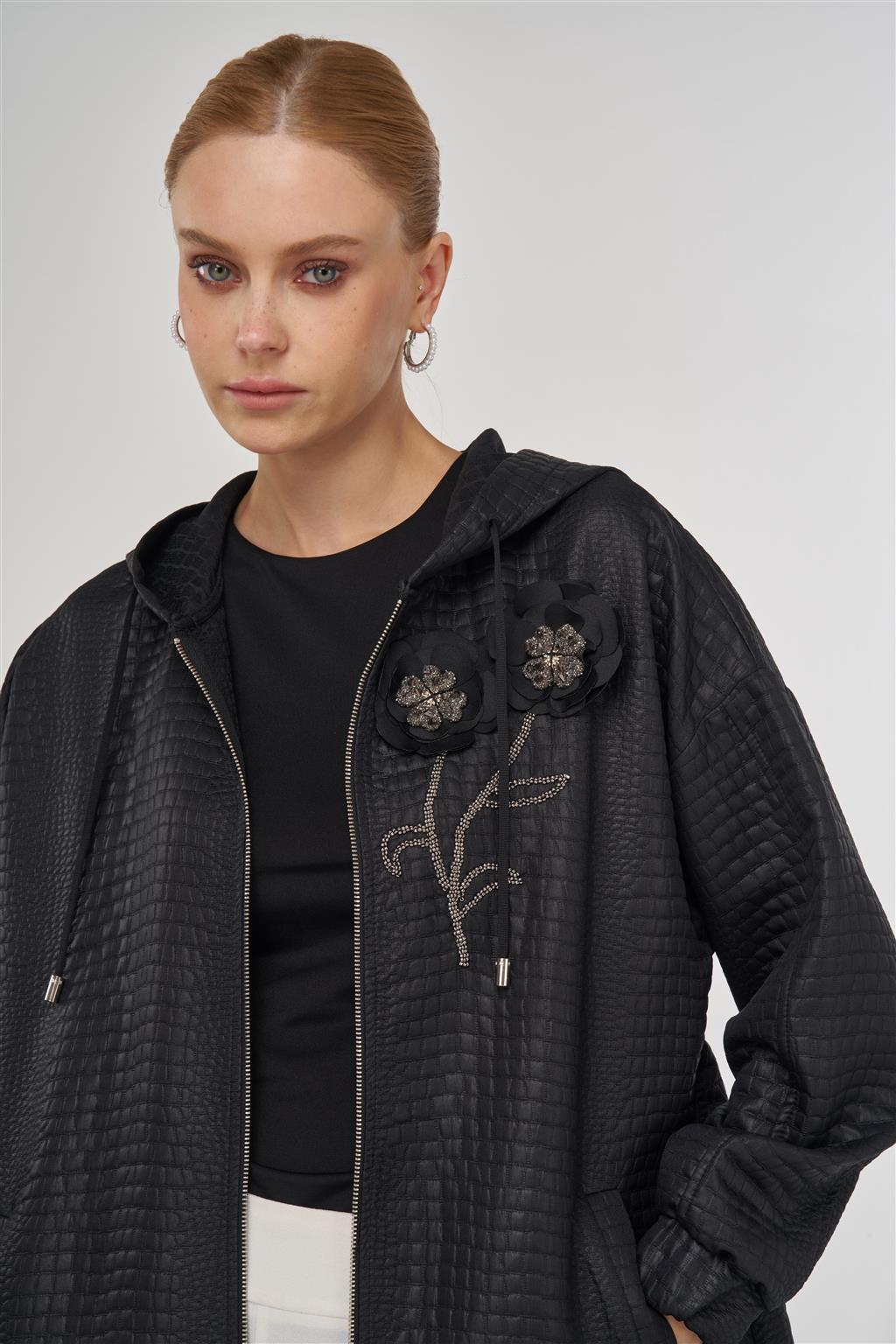 İşlemeli Sweatshirt Siyah 