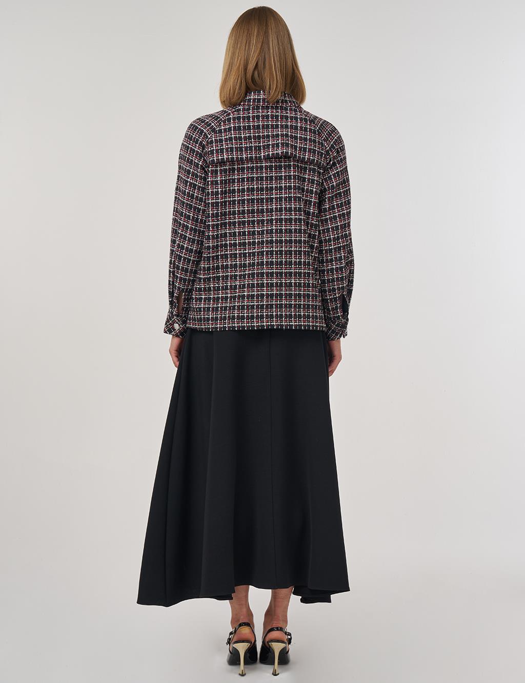 Pocket-Detail Tweed Jacket in Black