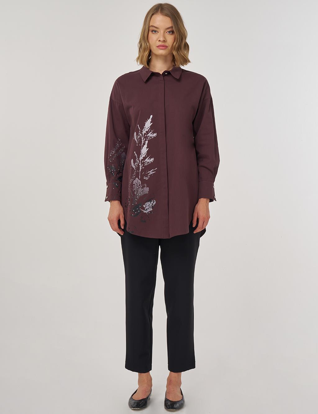 %100 Pamuklu Tunik Koyu Bordo