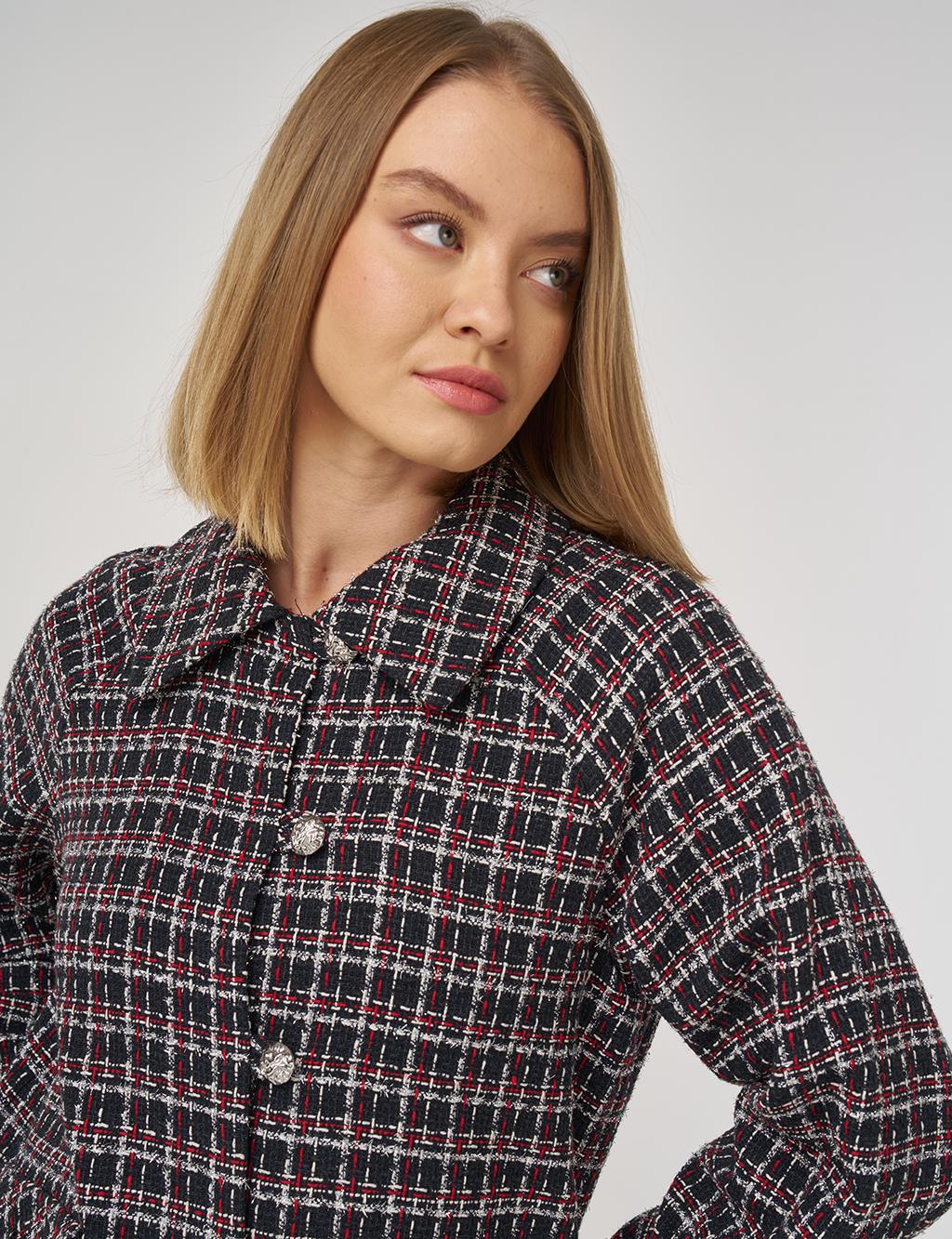 Pocket-Detail Tweed Jacket in Black