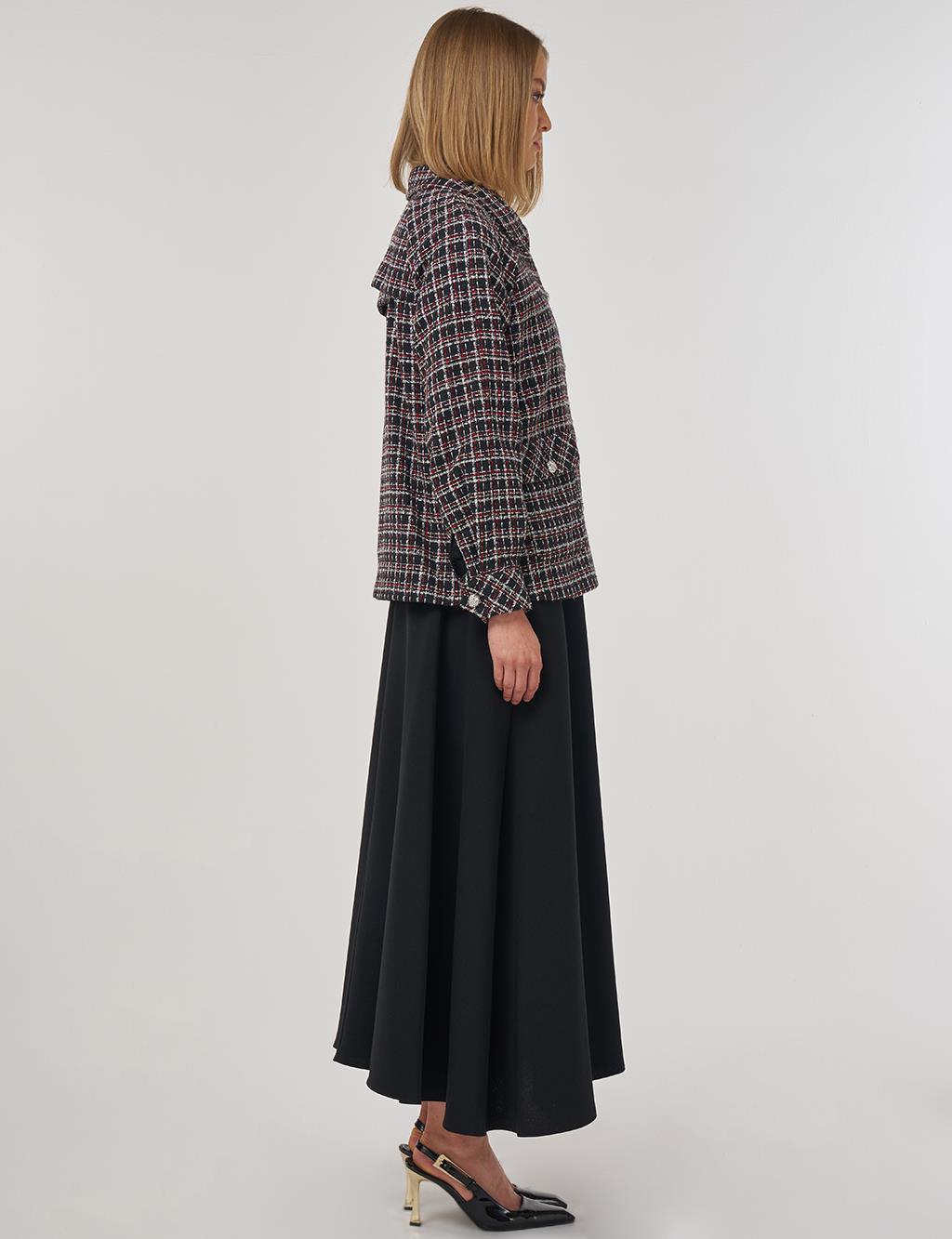 Pocket-Detail Tweed Jacket in Black