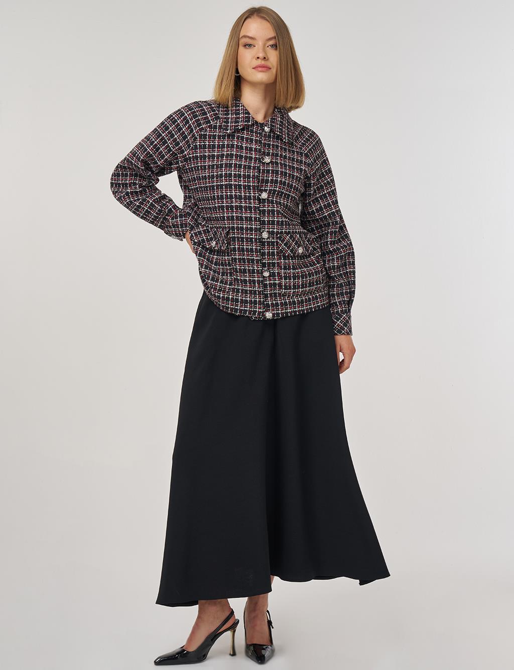 Pocket-Detail Tweed Jacket in Black