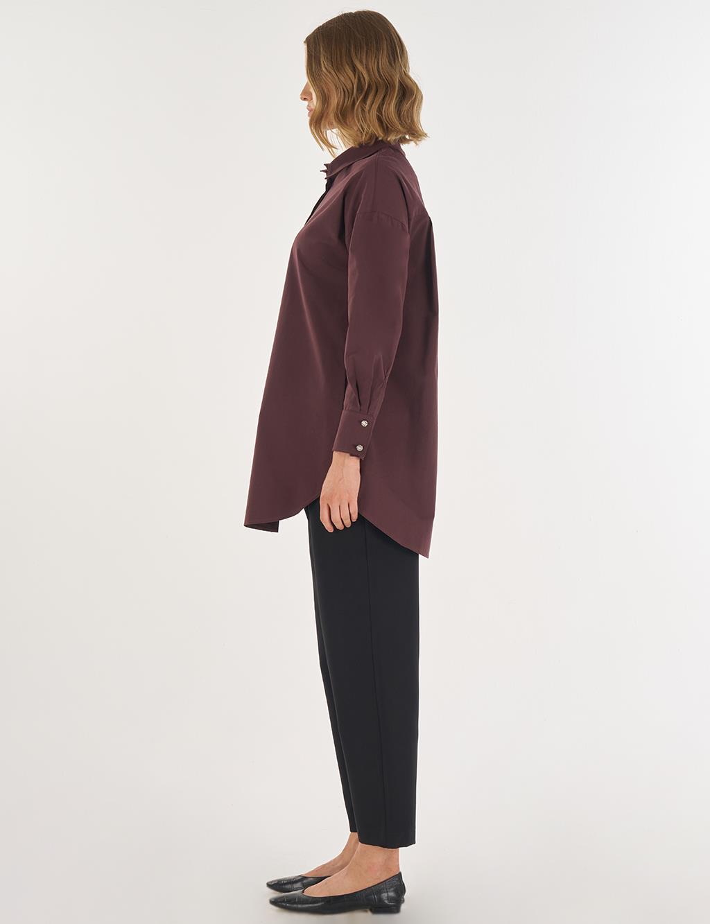 %100 Pamuklu Tunik Koyu Bordo