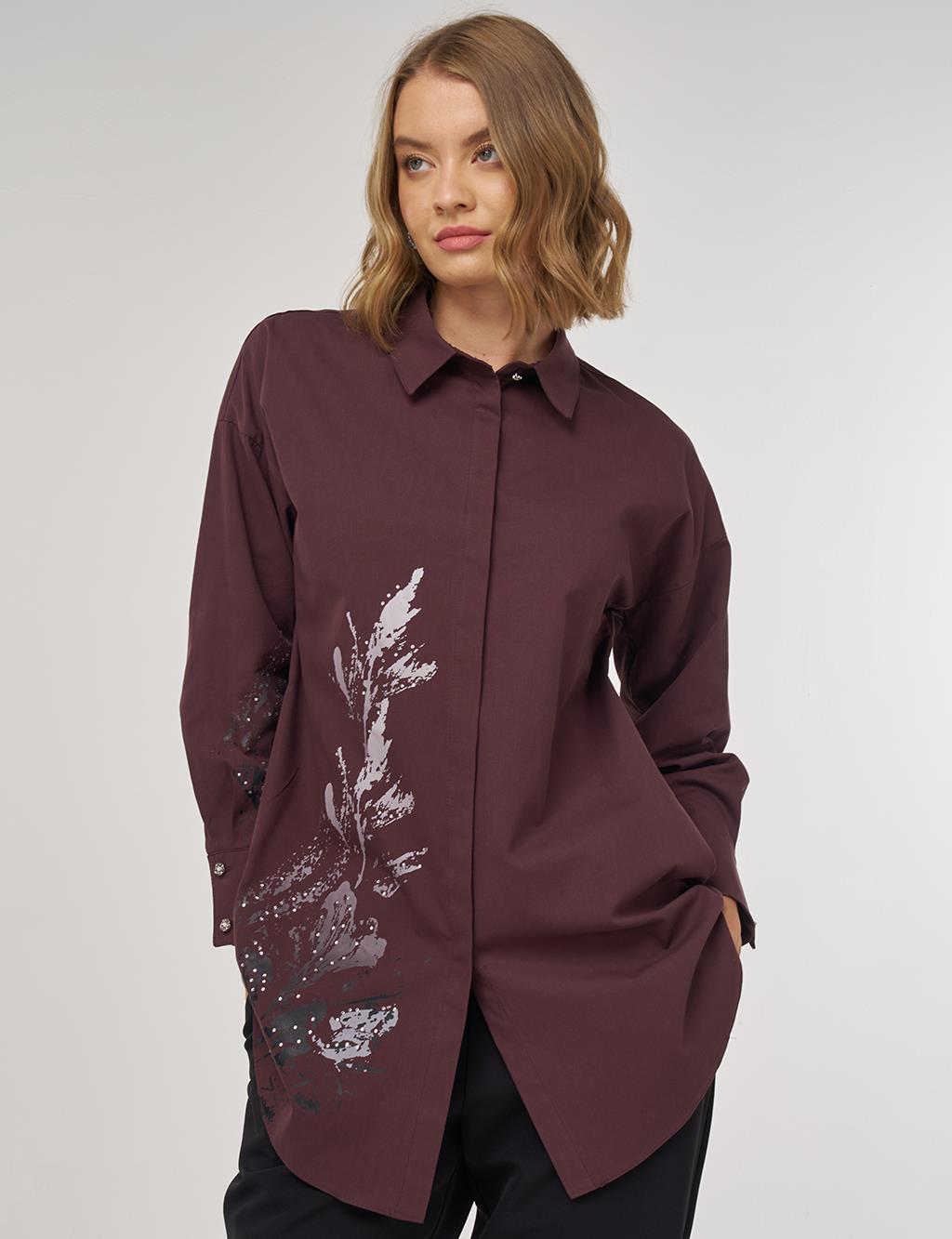 %100 Pamuklu Tunik Koyu Bordo