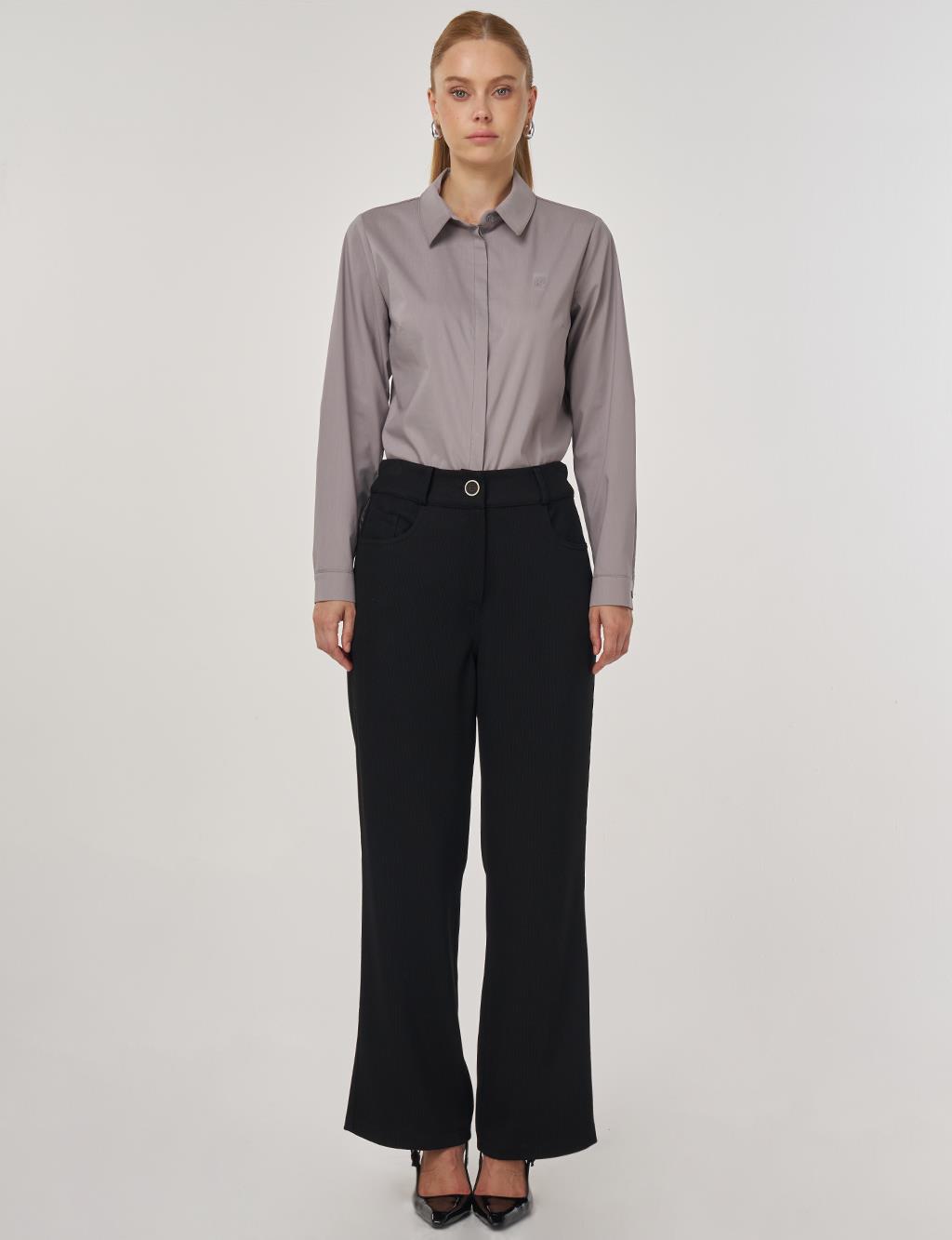Button Detailed Pants in Black