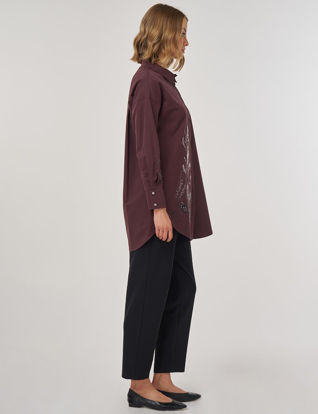 %100 Pamuklu Tunik Koyu Bordo