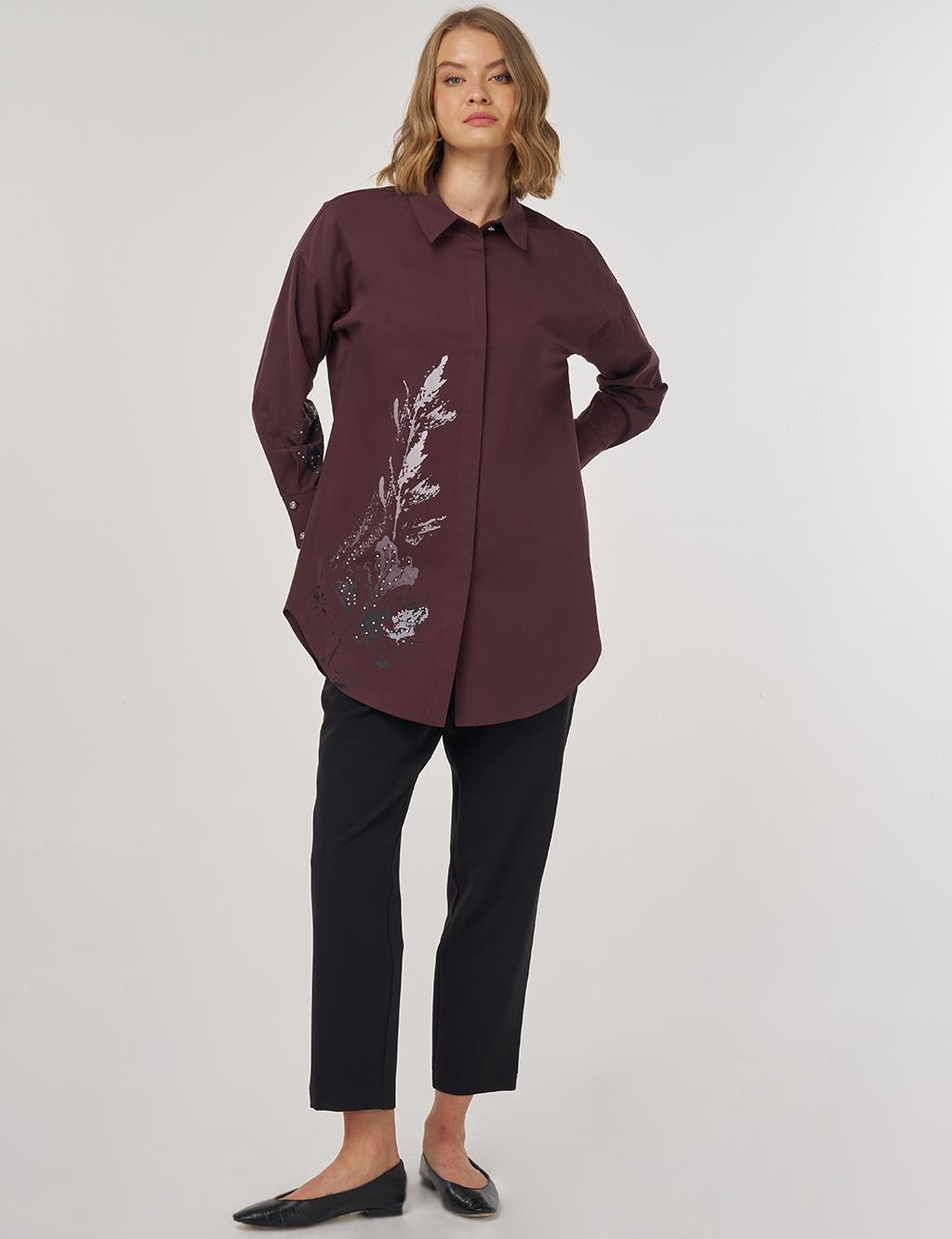 %100 Pamuklu Tunik Koyu Bordo