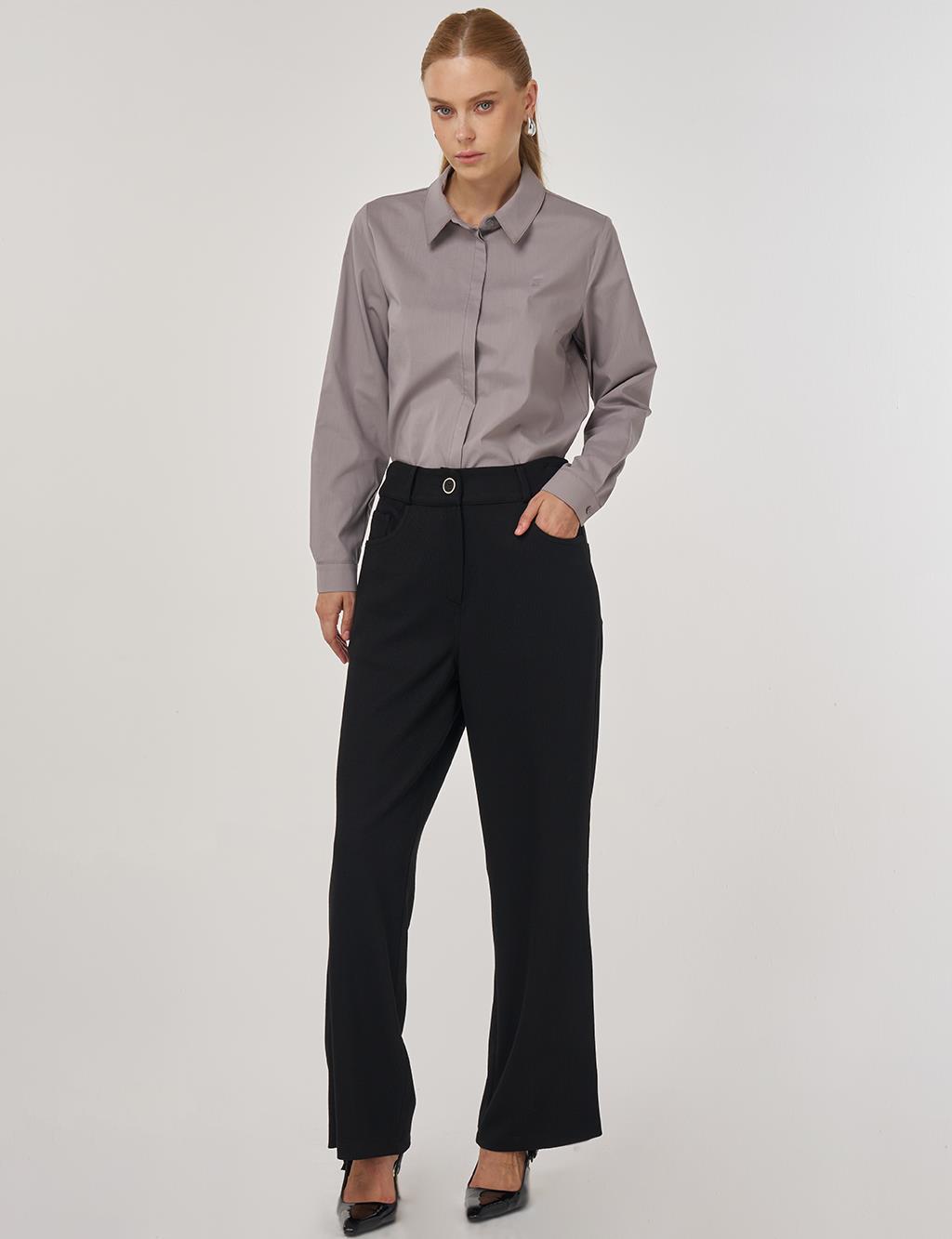 Button Detailed Pants in Black