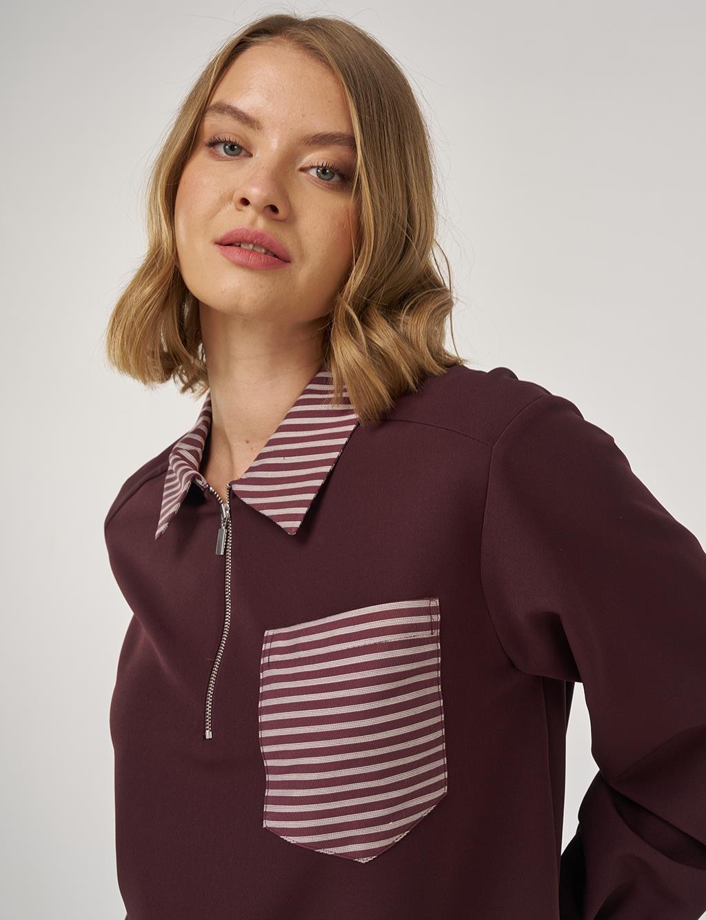 Garnished Blouse in Dark Burgundy