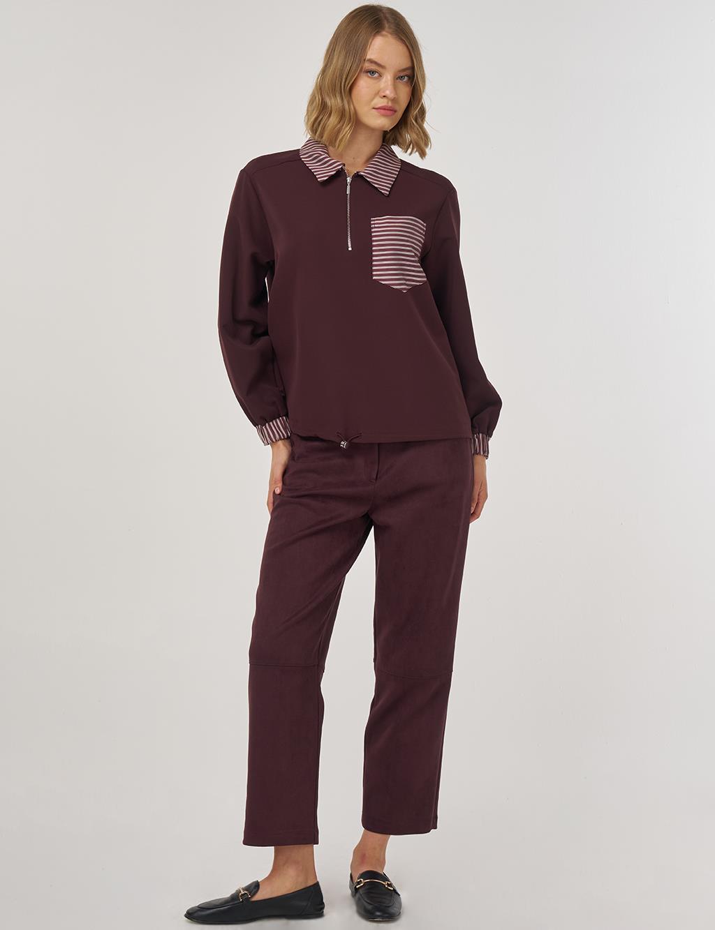 Garnished Blouse in Dark Burgundy