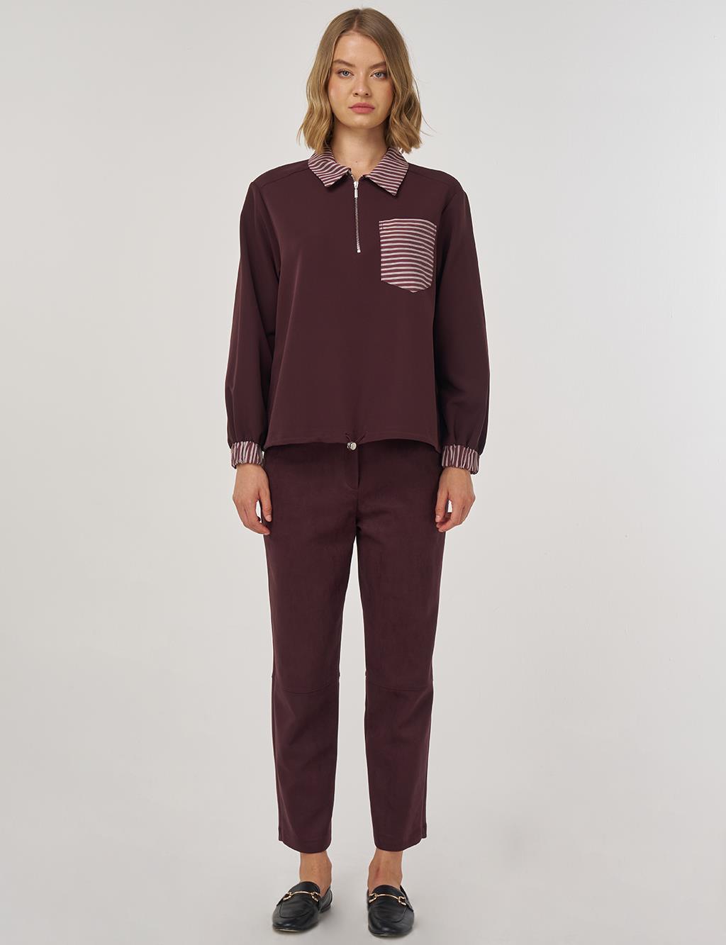 Garnished Blouse in Dark Burgundy