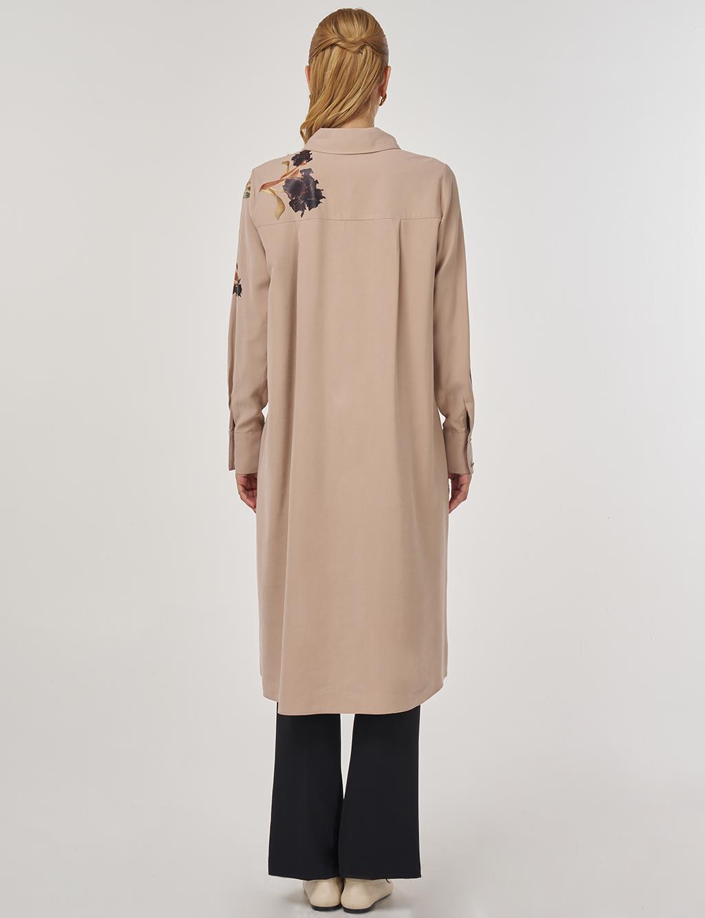 Floral Print Rayon Tunic in Mink