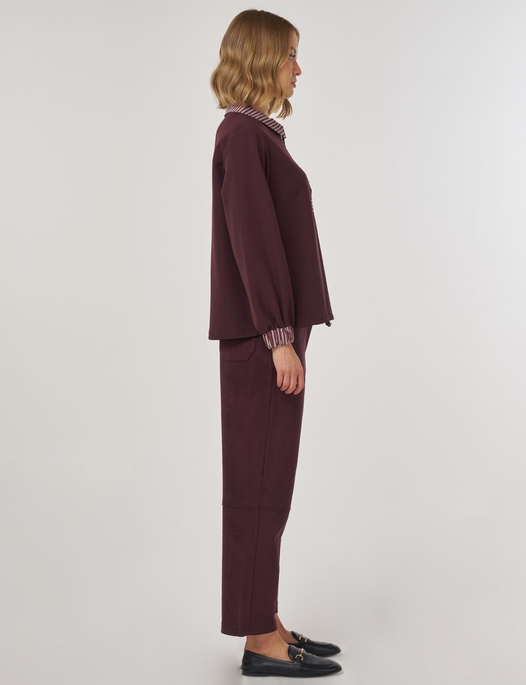 Garnished Blouse in Dark Burgundy