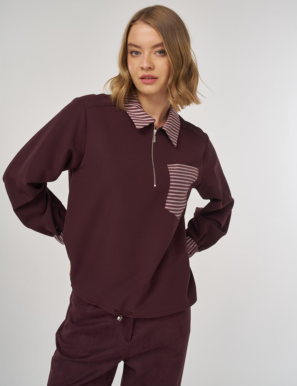 Garnished Blouse in Dark Burgundy