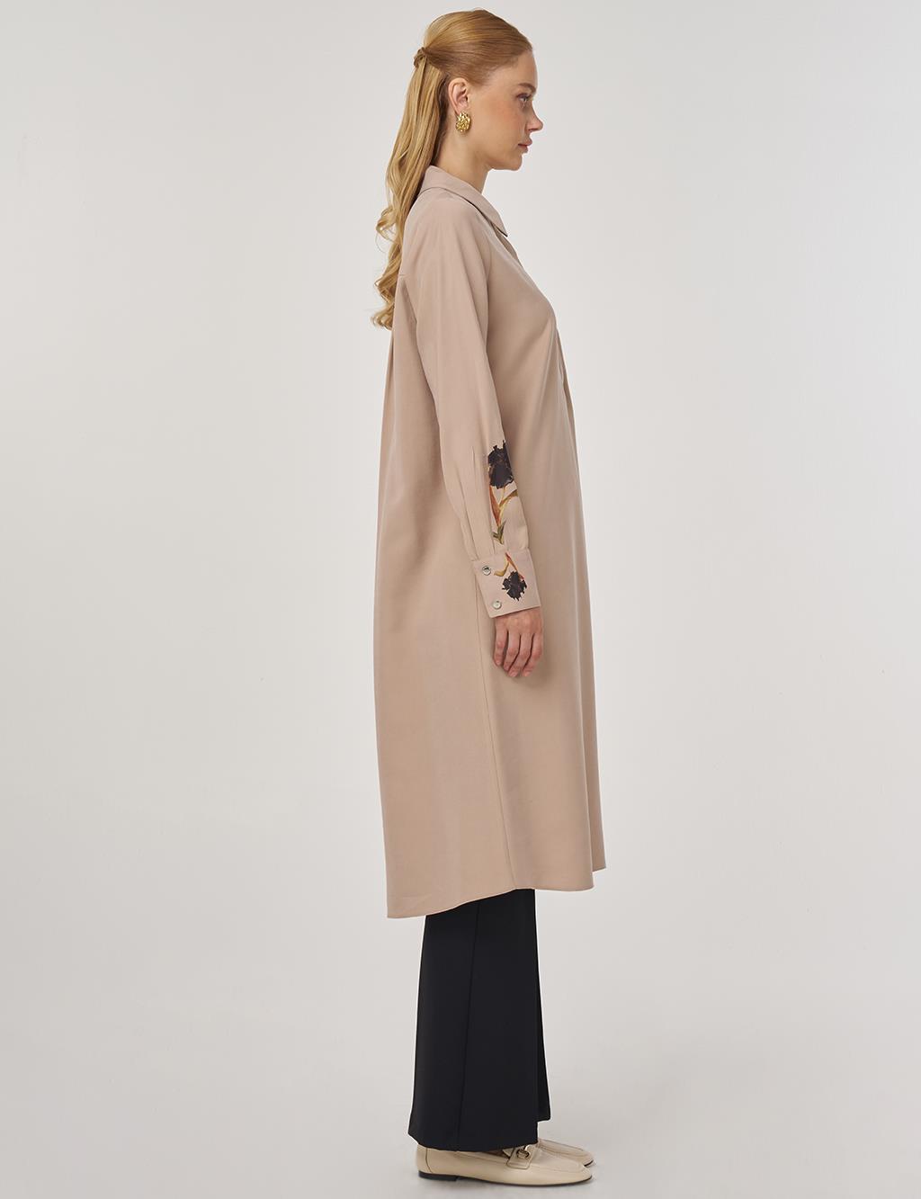 Floral Print Rayon Tunic in Mink