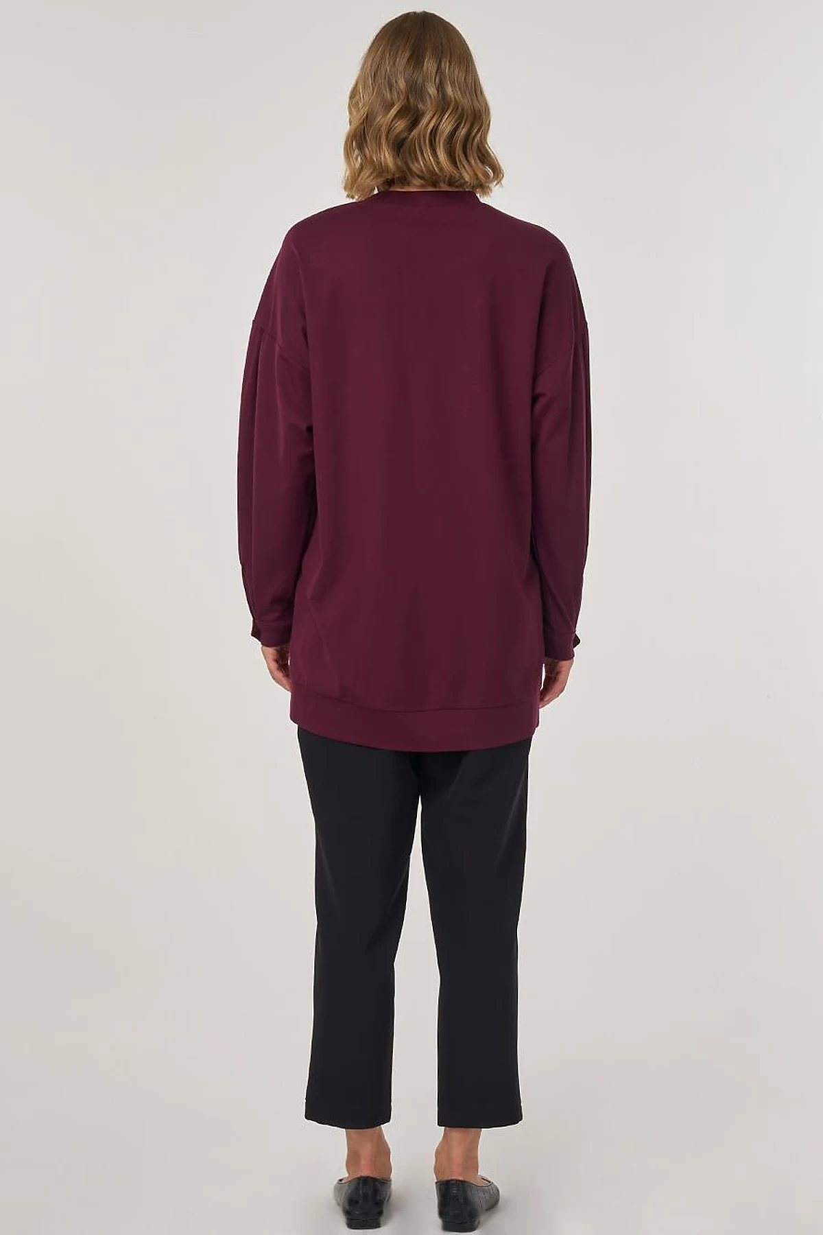 Shoulder-Tie Sweatshirt in Dark Burgundy