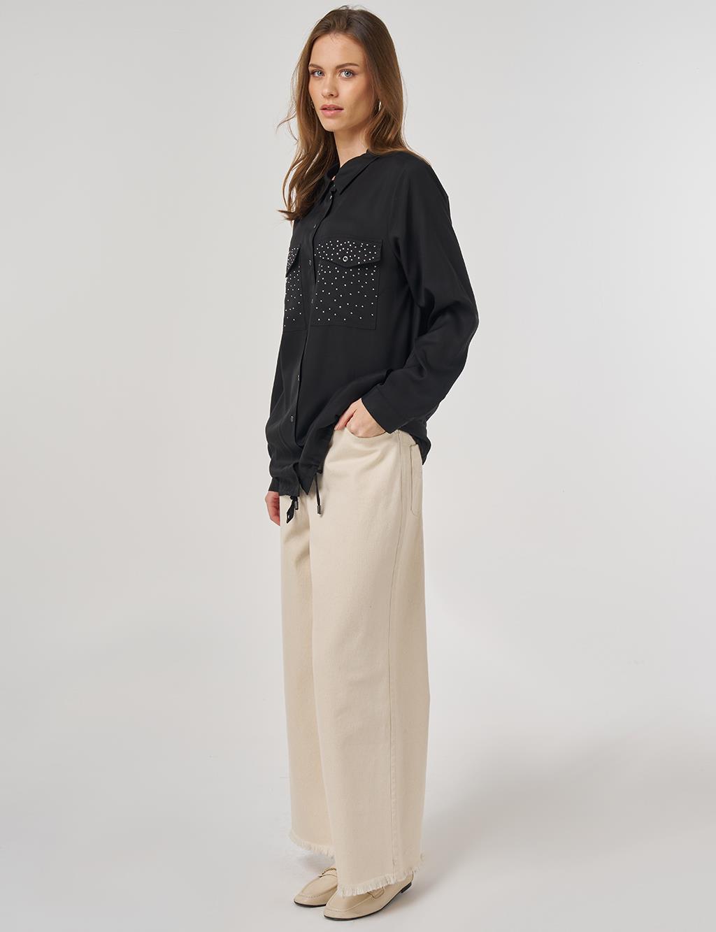 100% Lyocell Double-Pocket Tunic Black